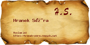 Hranek Sára névjegykártya